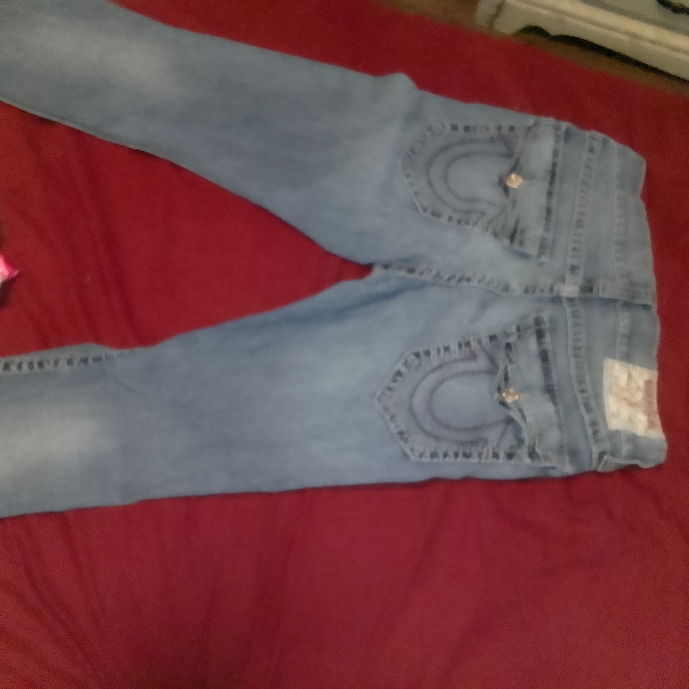 True Religion Blue Skinny Jeans with Distressed Look